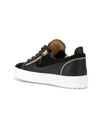 schwarze Leder niedrige Sneakers von Giuseppe Zanotti Design