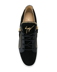 schwarze Leder niedrige Sneakers von Giuseppe Zanotti Design