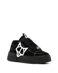 schwarze Leder niedrige Sneakers von Naked wolfe