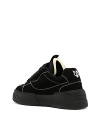 schwarze Leder niedrige Sneakers von Naked wolfe