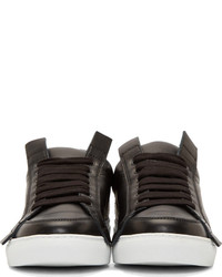 schwarze Leder niedrige Sneakers von Kris Van Assche