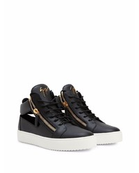 schwarze Leder niedrige Sneakers von Giuseppe Zanotti