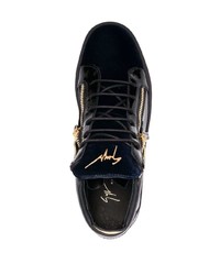 schwarze Leder niedrige Sneakers von Giuseppe Zanotti