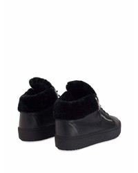 schwarze Leder niedrige Sneakers von Giuseppe Zanotti