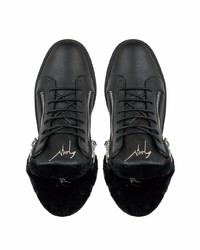 schwarze Leder niedrige Sneakers von Giuseppe Zanotti