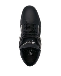 schwarze Leder niedrige Sneakers von Giuseppe Zanotti