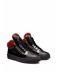 schwarze Leder niedrige Sneakers von Giuseppe Zanotti