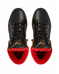 schwarze Leder niedrige Sneakers von Giuseppe Zanotti