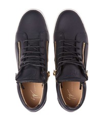 schwarze Leder niedrige Sneakers von Giuseppe Zanotti