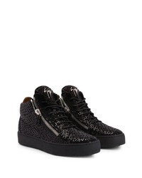 schwarze Leder niedrige Sneakers von Giuseppe Zanotti