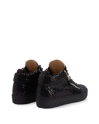 schwarze Leder niedrige Sneakers von Giuseppe Zanotti