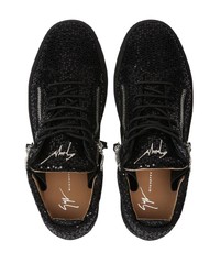 schwarze Leder niedrige Sneakers von Giuseppe Zanotti