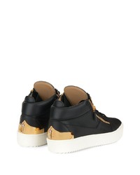 schwarze Leder niedrige Sneakers von Giuseppe Zanotti