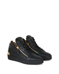 schwarze Leder niedrige Sneakers von Giuseppe Zanotti