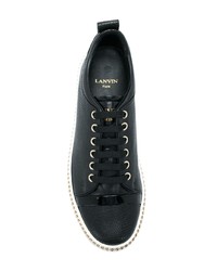 schwarze Leder niedrige Sneakers von Lanvin