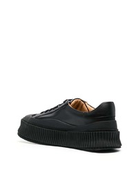 schwarze Leder niedrige Sneakers von Jil Sander