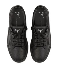 schwarze Leder niedrige Sneakers von Giuseppe Zanotti