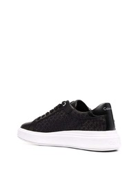 schwarze Leder niedrige Sneakers von Calvin Klein