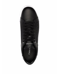 schwarze Leder niedrige Sneakers von Calvin Klein