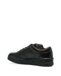 schwarze Leder niedrige Sneakers von Jil Sander