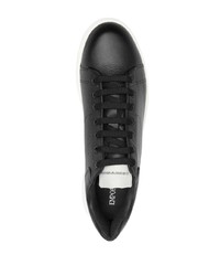 schwarze Leder niedrige Sneakers von Emporio Armani