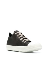 schwarze Leder niedrige Sneakers von Rick Owens