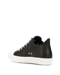 schwarze Leder niedrige Sneakers von Rick Owens