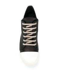 schwarze Leder niedrige Sneakers von Rick Owens