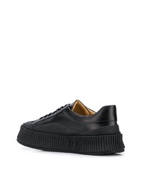 schwarze Leder niedrige Sneakers von Jil Sander