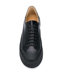 schwarze Leder niedrige Sneakers von Jil Sander