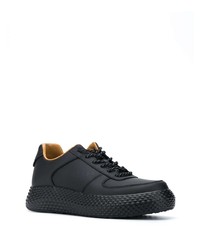 schwarze Leder niedrige Sneakers von Emporio Armani