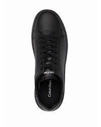 schwarze Leder niedrige Sneakers von Calvin Klein