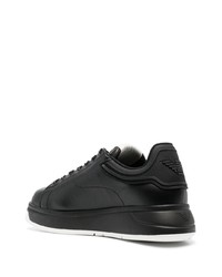 schwarze Leder niedrige Sneakers von Emporio Armani