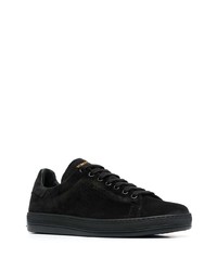 schwarze Leder niedrige Sneakers von Tom Ford