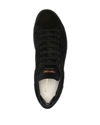 schwarze Leder niedrige Sneakers von Tom Ford