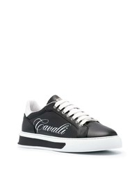 schwarze Leder niedrige Sneakers von Roberto Cavalli