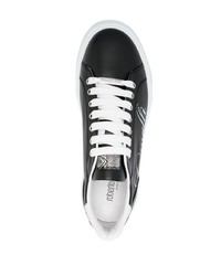 schwarze Leder niedrige Sneakers von Roberto Cavalli