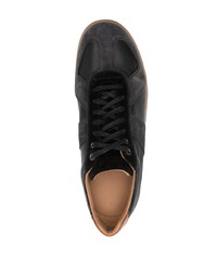schwarze Leder niedrige Sneakers von Harrys Of London