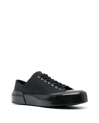 schwarze Leder niedrige Sneakers von Jil Sander