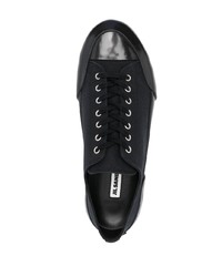 schwarze Leder niedrige Sneakers von Jil Sander