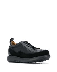 schwarze Leder niedrige Sneakers von Giorgio Armani