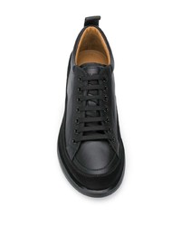 schwarze Leder niedrige Sneakers von Giorgio Armani