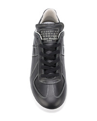 schwarze Leder niedrige Sneakers von Maison Margiela