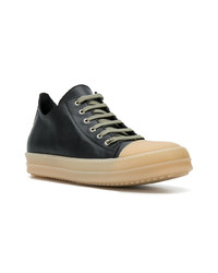 schwarze Leder niedrige Sneakers von Rick Owens