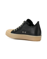 schwarze Leder niedrige Sneakers von Rick Owens