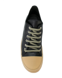 schwarze Leder niedrige Sneakers von Rick Owens