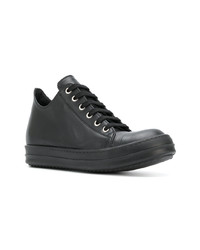 schwarze Leder niedrige Sneakers von Rick Owens