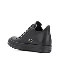 schwarze Leder niedrige Sneakers von Rick Owens