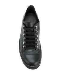 schwarze Leder niedrige Sneakers von Rick Owens