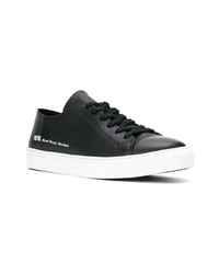 schwarze Leder niedrige Sneakers von Wood Wood